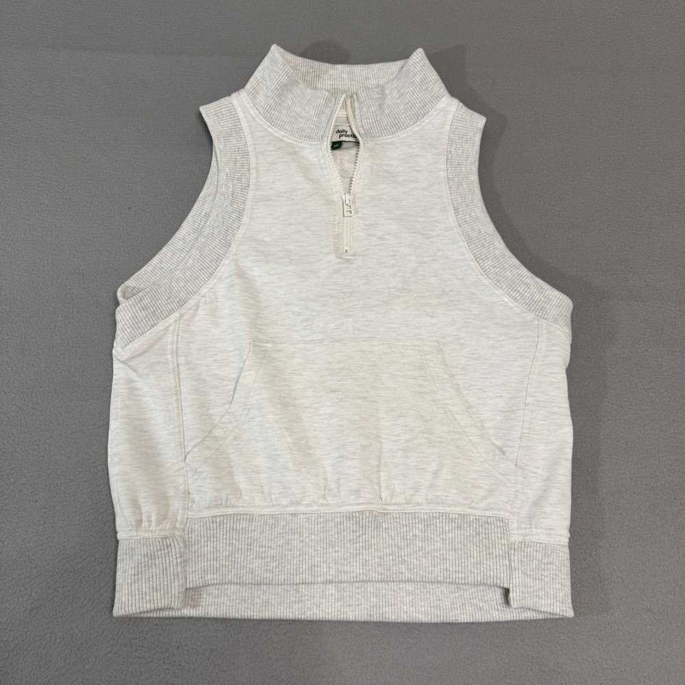 Daily Practice Anthropologie Half Zip Vest Women M Ivory Sleeveless Athleisure